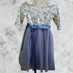 NWT Flofallzique Blue and Yellow Floral Tulle Dress